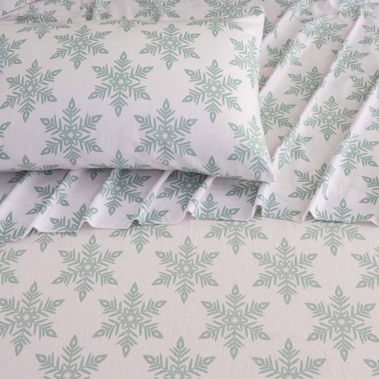 Freshfolds Turkish Cotton Snowflake Flannel 4pc. Sheet Set