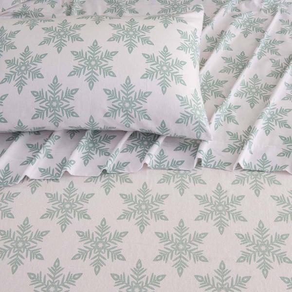 Freshfolds Turkish Cotton Snowflake Flannel 4pc. Sheet Set