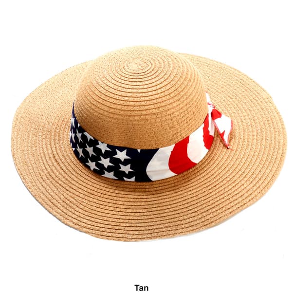 Womens Mad Hatter Americana Floppy Hat with Back Bow - image 