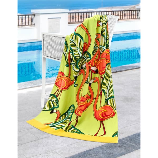 Nicole Miller Flamingo & Leaves Beach Towel