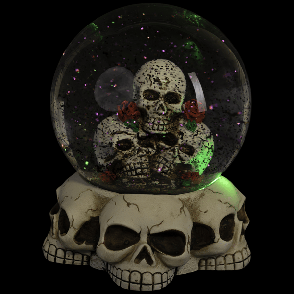 Northlight LED Skulls & Roses Halloween Snow Globe with Sound