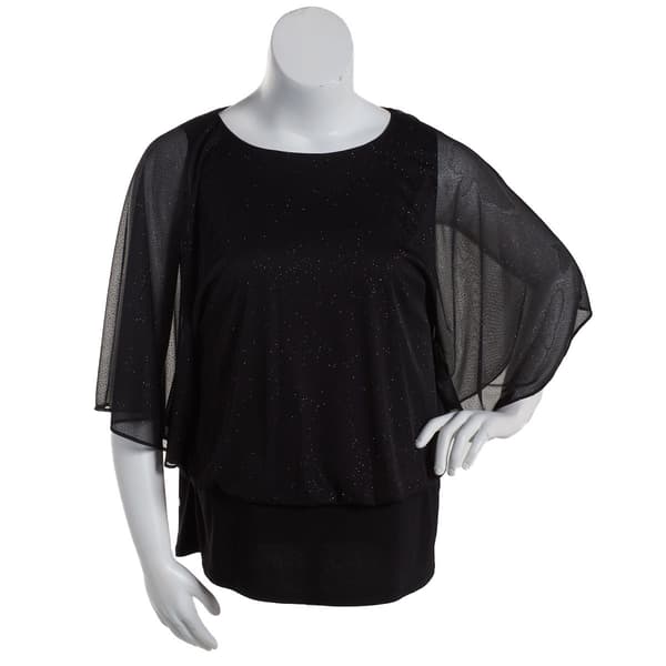 Plus Size  MSK Sparkle Dolman Sleeve Banded Bottom Blouse - image 