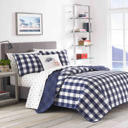 Eddie Bauer Lakehouse 136 TC Reversible Quilt Set - Blue