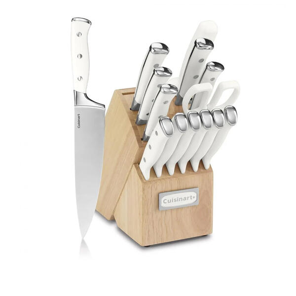 Cuisinart&#40;R&#41; 15pc. Stainless Steel White Cutlery Block Set - image 