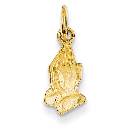 Unisex Gold Classics(tm) 14kt. Yellow Gold Praying Hands Pendant - image 