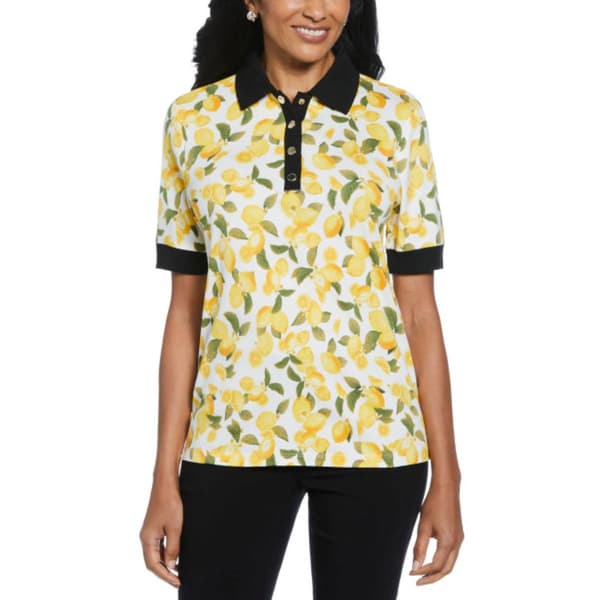 Womens Rafaella&#40;R&#41; Short Sleeve Lemon Button Polo - image 