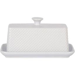 Home Essentials 8in. White Quilted Embossed Butter Dish