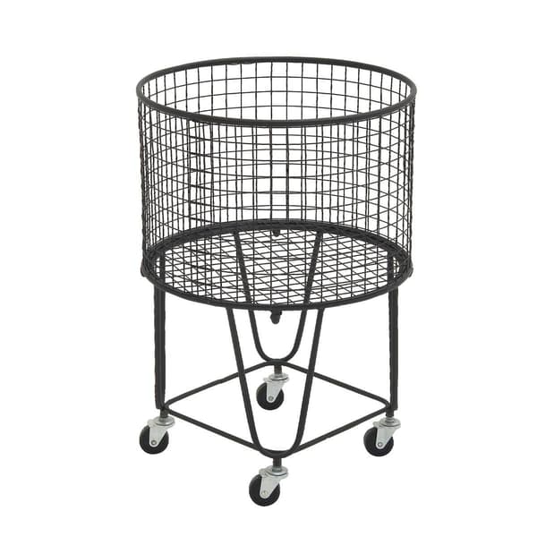 CosmoLiving by Cosmopolitan Black Industrial Metal Laundry Cart - image 