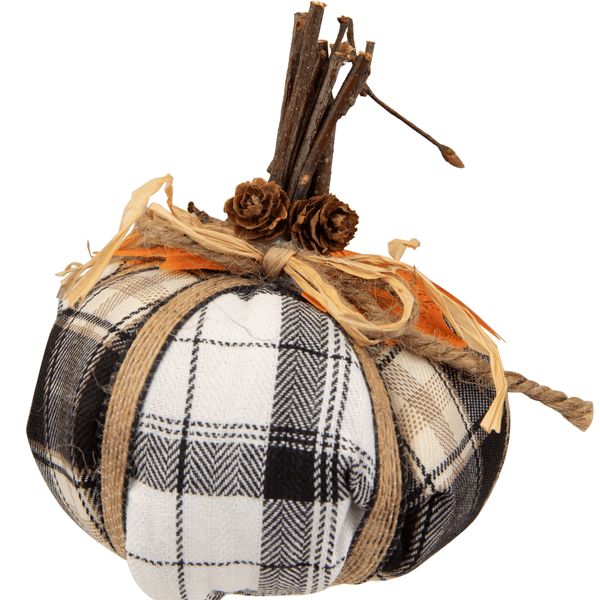 Northlight Plaid Pumpkin with Leaf Fall Harvest Pumpkin Decor