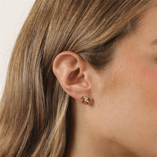 Brilliant Grown 18kt. Gold-Plated Lab-Grown Diamond Bow Earrings