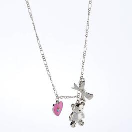 Ashley Silver-Tone Charm Necklace w/ a Heart Bear & Bow