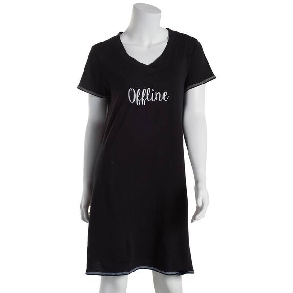 Womens Rene Rofe Offline Short Sleeve Embroidered Nightshirt - image 
