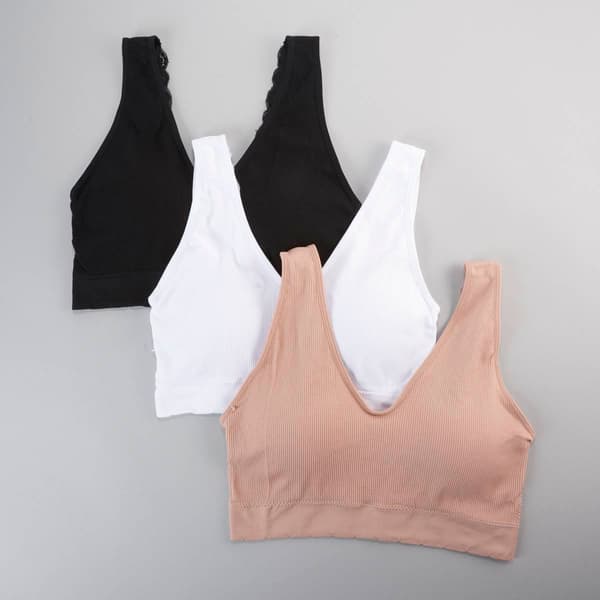 Plus Size Delta Burke 3pk. Wire-Free Ribbed Bralettes DB1730-3PKC - image 