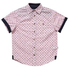 Boys &#40;8-16&#41; Distortion Short Sleeve Flamingo Button Down Shirt