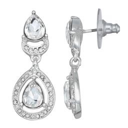 You''re Invited Silver-Tone Crystal Double Drop Earrings