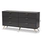 Baxton Studio Kelson Dark Grey & Gold Wood 6-Drawer Dresser - image 9