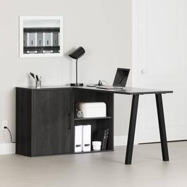 South Shore Zolten Gray Oak L-Shaped Desk