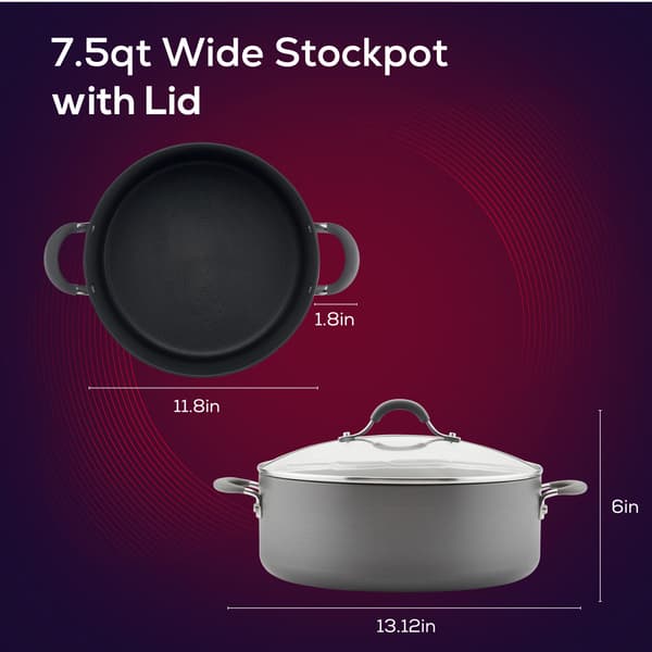 Circulon&#174; Radiance 7.5qt. Hard-Anodized Non-Stick Wide Stockpot