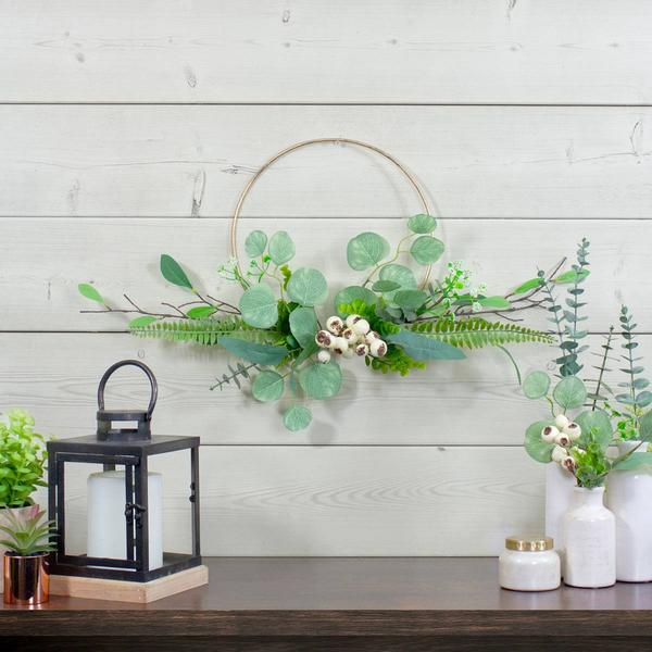 Northlight Seasonal Eucalyptus & Fern Golden Ring Spring Wreath