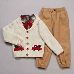 Toddler Boy Little Lad® 4pc Christmas Shirt, Cardigan, Pants Set