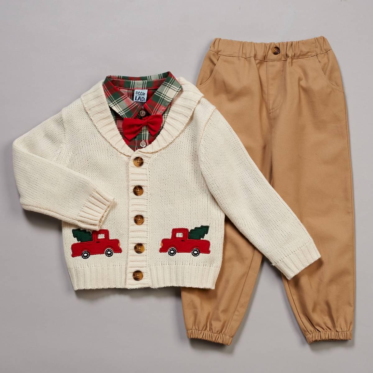 Toddler Boy Little Lad® 4pc Christmas Shirt, Cardigan, Pants Set