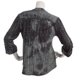 Petite Cocomo 3/4 Sleeve Gomez Henley Sequin Trim Blouse