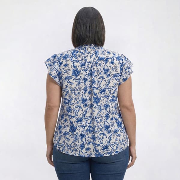 Plus Size Preswick & Moore® Flutter Sleeve Floral Blouse