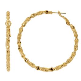 Design Collection 1.75in. Gold-Tone Textured Hoop Earrings