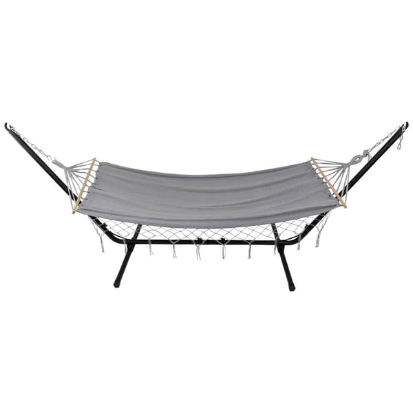Northlight Seasonal Hammock w/ Netted Fringe & Wooden Bars