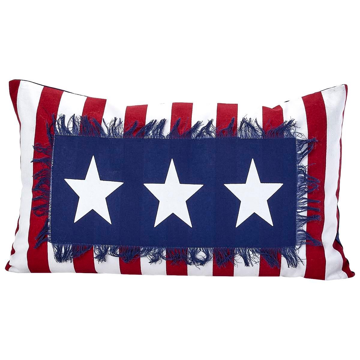 American Flag Fringed Decorative Pillow - 13x22