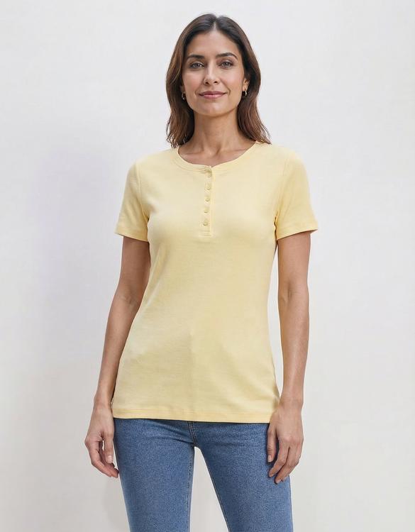 Womens Architect® Short Sleeve Ribbed Henley Tee