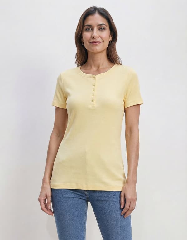 Womens Architect® Short Sleeve Ribbed Henley Tee