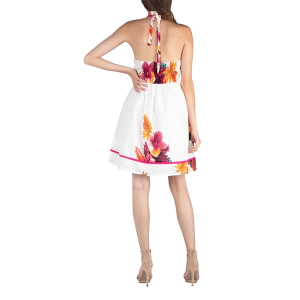 Womens 24/7 Comfort Apparel Floral A-Line Halter Dress
