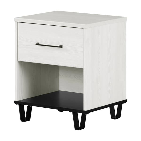 South Shore Arlen White Pine 1-Drawer Nightstand