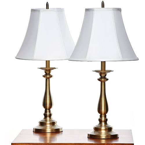 Fangio Lighting Stick Table Lamp Pair with White Shade