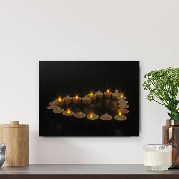Northlight Seasonal LED Heart-Shaped Candles Canvas Art
