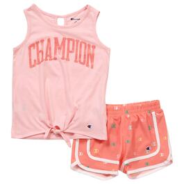 Girls &#40;4-6x&#41; Champion&#40;R&#41; Solid Tie Front Tank & Woven Shorts Set