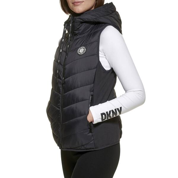 Womens DKNY Sport Puffer Vest w/Logo Drawcord &amp; Pockets - image 