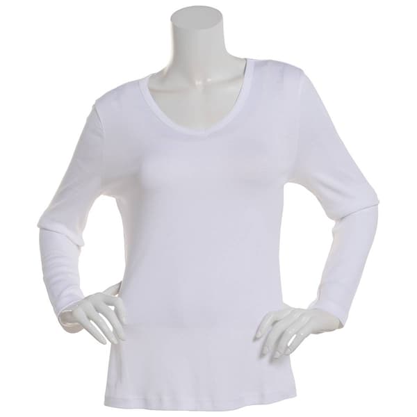 Womens Architect® Long Sleeve Solid Rib V-Neck Tee