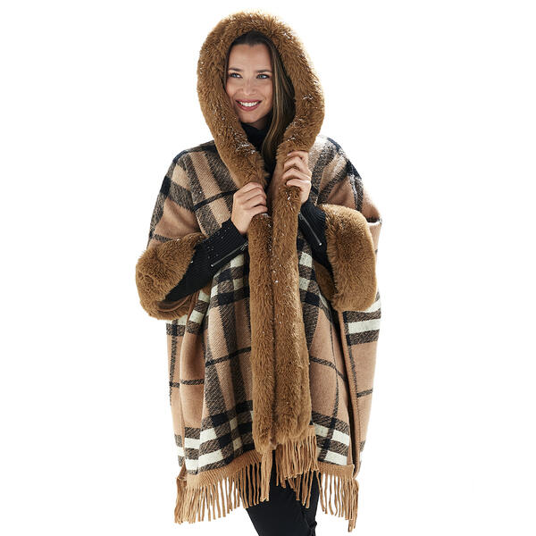 Womens Jones New York Plaid Ruana w/Fringe - image 