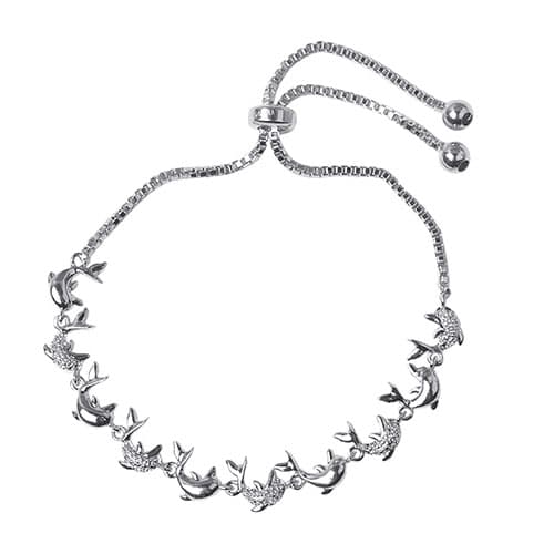 Accents Silver Plated & Diamond Accent Dolphin Bracelet - image 