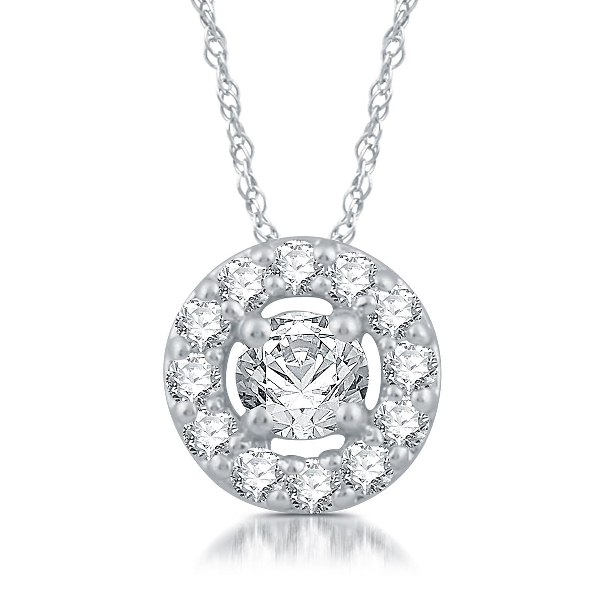 Nova Star® Sterling Silver 1/4ctw. Lab Grown Diamond Halo...