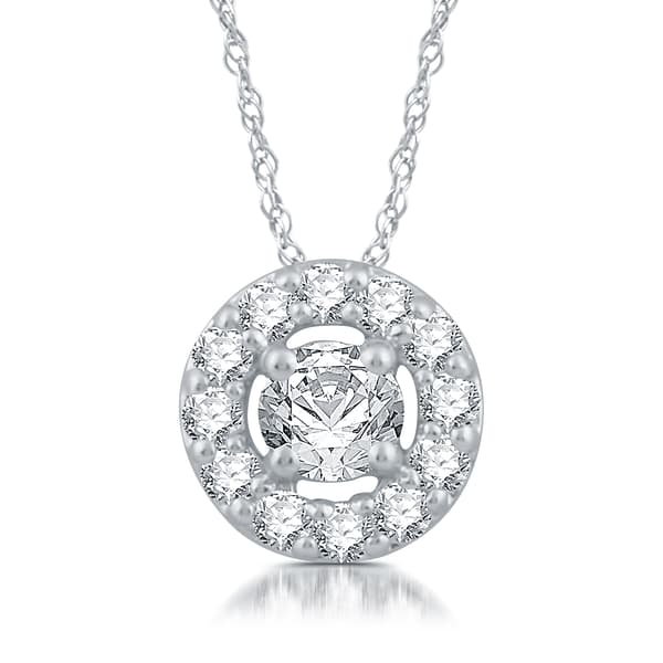 Nova Star&#40;R&#41; Sterling Silver 1/4ctw. Lab Grown Diamond Halo Pendant - image 
