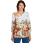 Womens Alfred Dunner Classics Farm Landscape Harvest Blouse - image 1