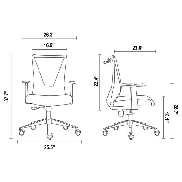 FM FURNITURE Hobart Black Office Chair