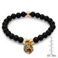 Mens Black Lava Beaded Bracelet with Gold-Plated Lion Accent - image 3