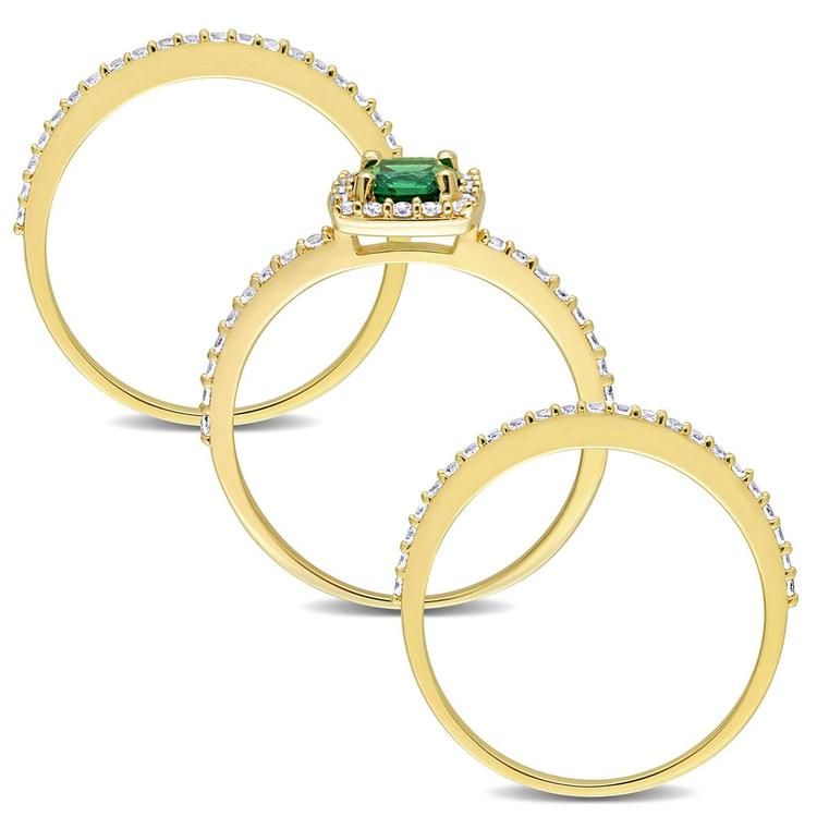 Gemstone Classics™ 10kt. Gold Plated Lab Created Emerald Ring