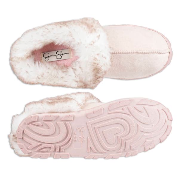 Womens Jessica Simpson Microsuede Clog Tip Fur Slippers