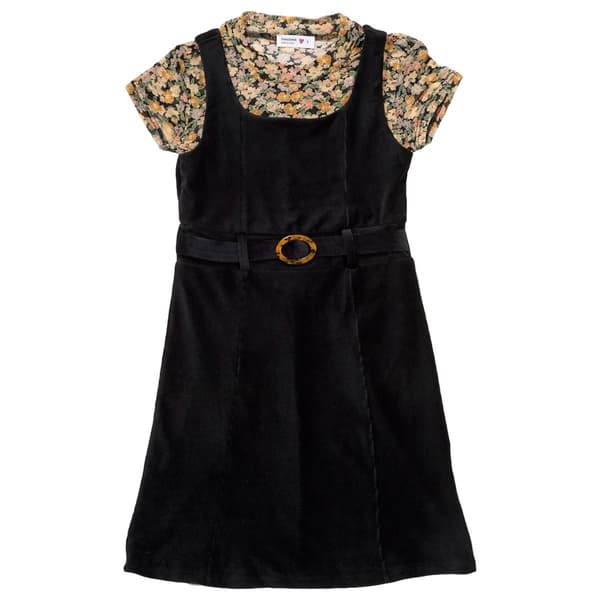 Girls &#40;7-16&#41; Beautees 2Fer Mesh Top Knit Cord Jumper Dress - image 
