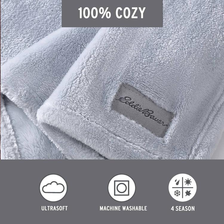 Eddie Bauer Ultra Lux Plush Solid Plush-Fleece Throw
